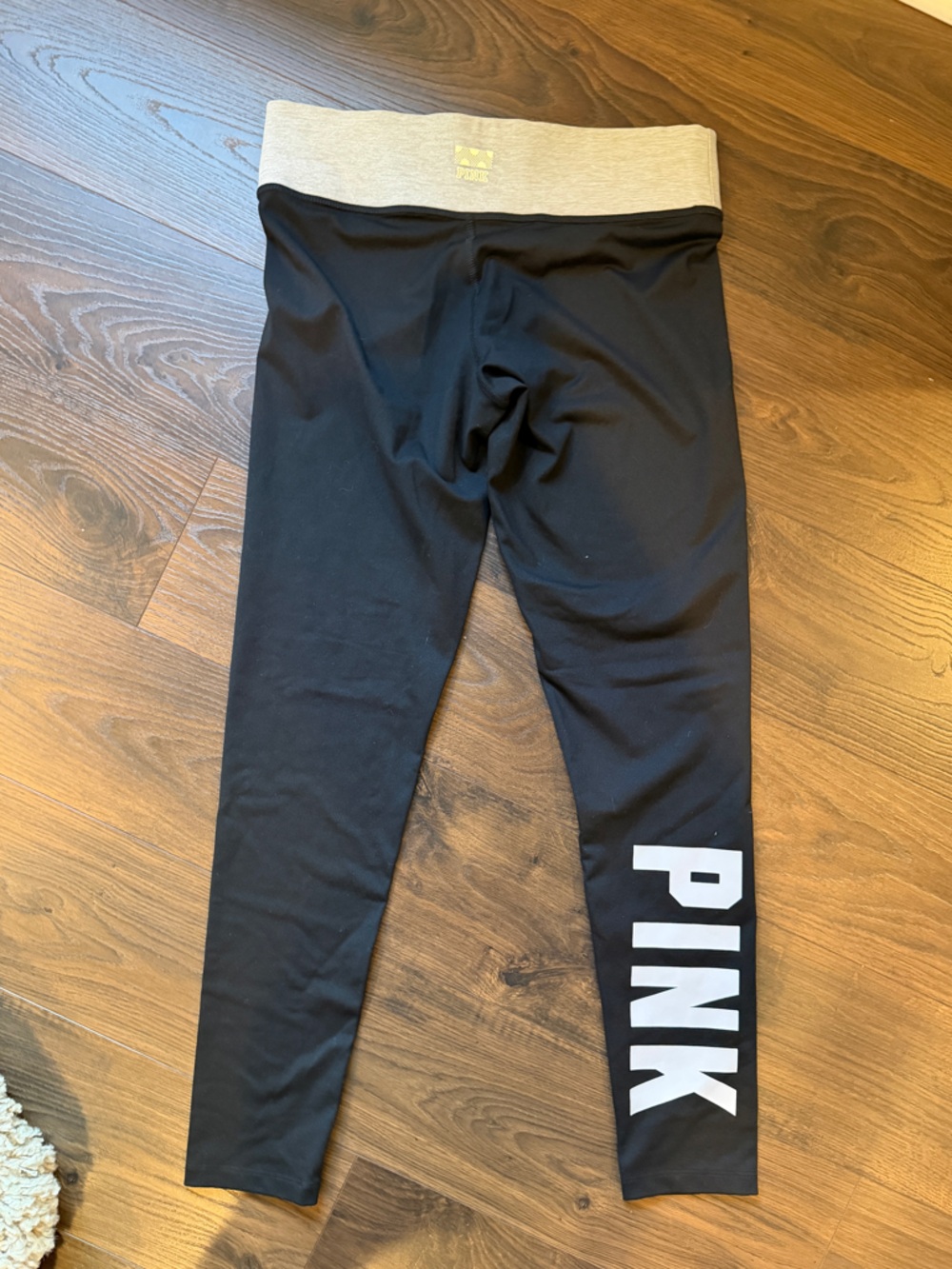 Victoria’s Secret PINK Ultimate Leggings Black High Rise Logo Leg Medium nwot